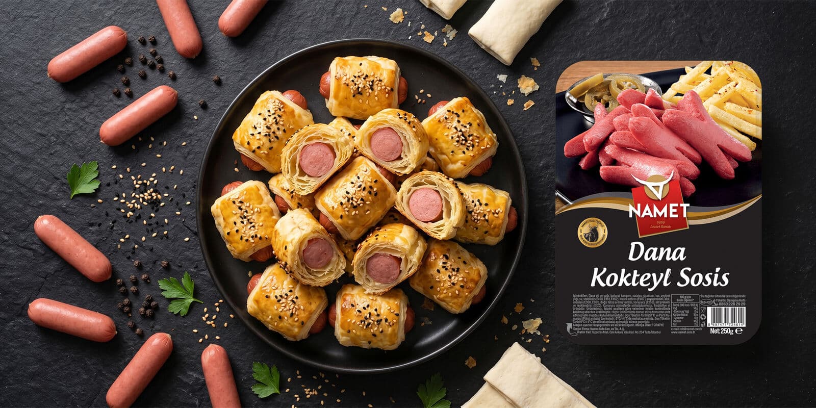 Çıtır Milföylü Kokteyl Sosis Sarması